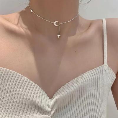 Obľúbenosť Módny náhrdelník Moon Star Retiazka s príveskom v geometrickom tvare pre jemné dámske doplnky