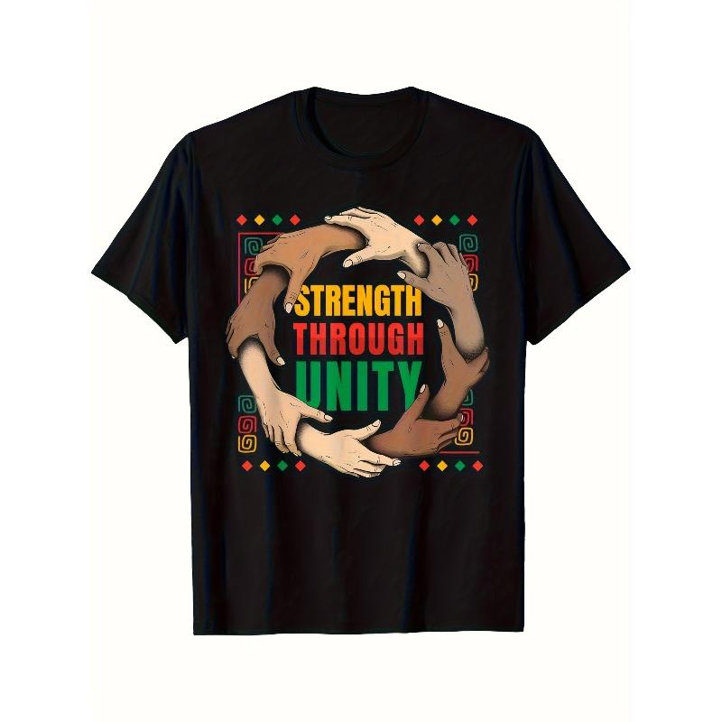 European sizes Juneteenth & Black History Month T-Shirt - Strength Through Unity African American Pride Graphic Tee S чёрный