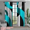 2pcs Modern Geometric Teal Black Pattern Curtains, Designed for Light Blocking, Premium Material, Suitable for Living Room, Bedr