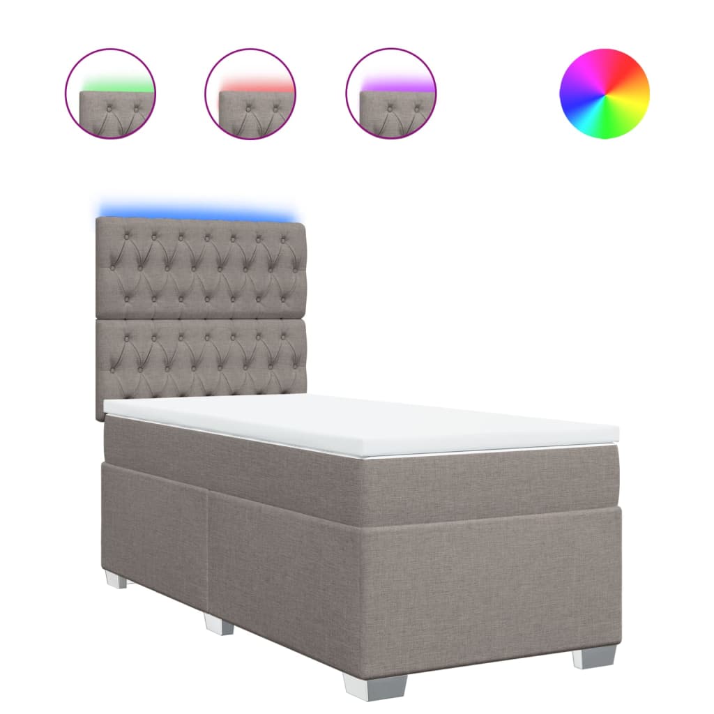 Vidaxl Letto Continentale Con Materasso, Taupe, Tessuto, 90X200 Cm