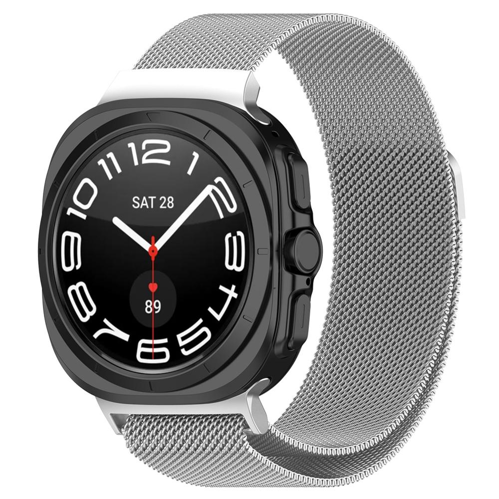 

Миланский сетчатый ремешок для Samsung Galaxy Watch 7 Ultra 47 мм, магнитный металлический браслет Correa, ремешок для смарт-часов для Watch7 Ultra Galaxy 7 Ultra 47mm серебряный