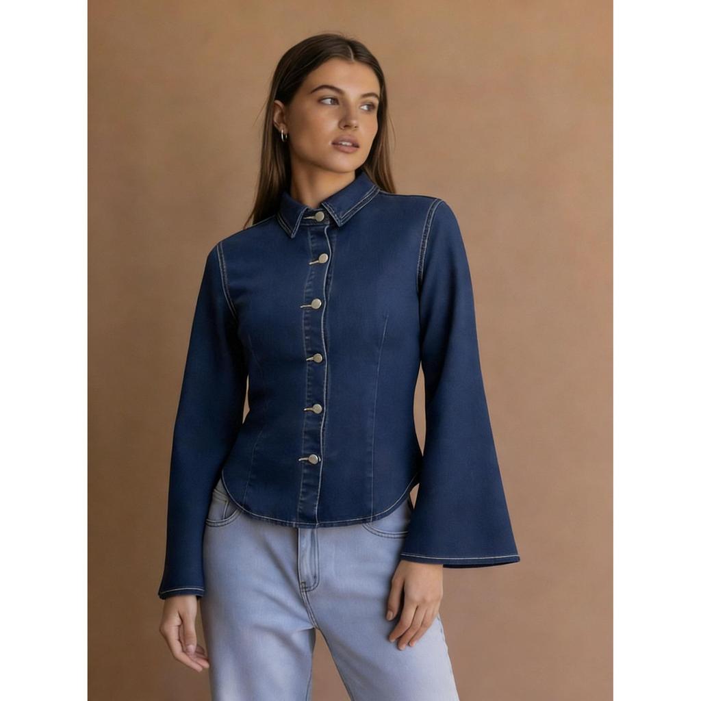 Women's European Fit Stretch Denim Jacket - Spring/Summer Bestseller in Blue