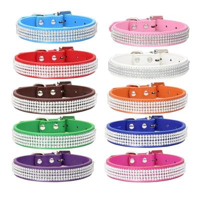 Shiny Leather Cat & Dog Collars with Diamond Candy Colors, Multi-Size Options