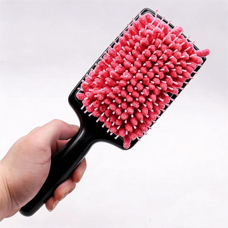 

BEPAN Microfiber Bristles Quick Absorbent Dry Comb Microfiber Bristles Towel Paddle Brush Hair Dryer Brush with Back Drainage Hole