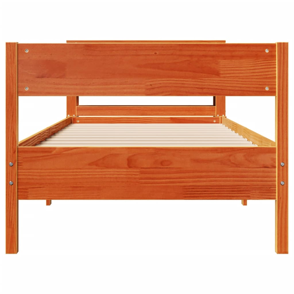 Vidaxl Bed Frame Without Mattress, Waxed Brown, 75X190 Cm, Pine