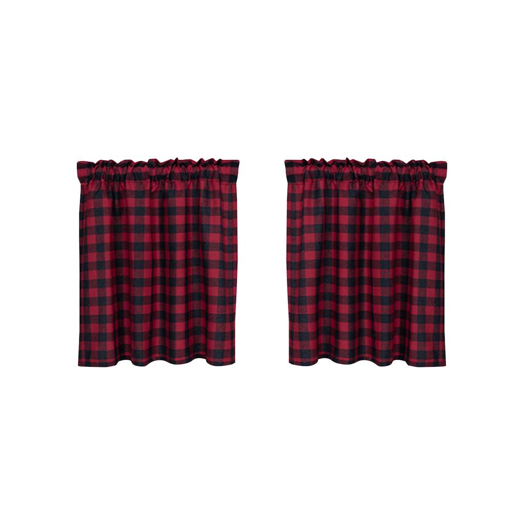 Polyester Plaid Kitchen Curtain Modern Simple Door Valance Curtain Coffee Curtain
