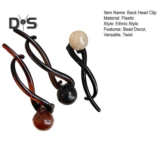 3Pcs Banana Clip Set Beads Decor French Style Hair Clips Women Non-Slip Twist Ponytail Buckle Clips Hair Accessories