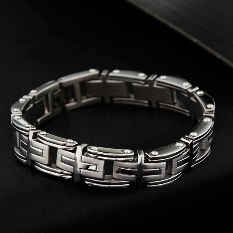 316L Titanium Steel Domineering Cross Bracelet Charm Bracelet for Men Fashion Jewelry Men's Friendship Bracelets Gifts