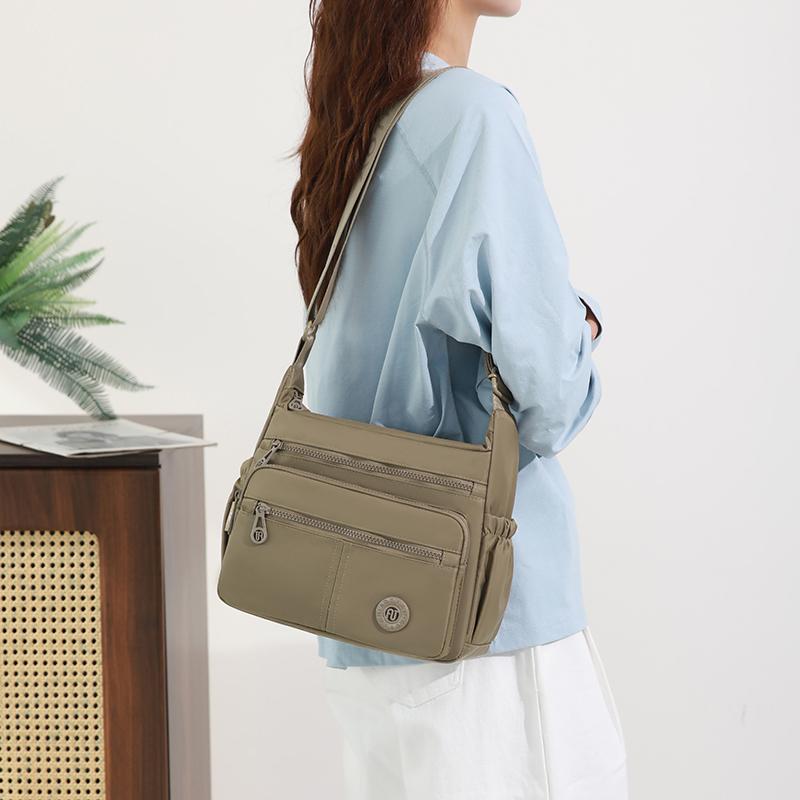 Women Multi Pocket Nylon Crossbody Bag Lightweight Shoulder Handbag Travel Purse