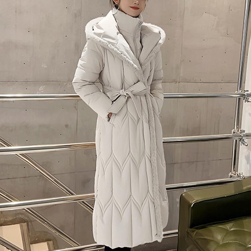 Plus Size L-7XL Fashion Winter Jackets Woman Long Parkas Hooded Loose Thick Warm Overcoat Casual Women's Coats With Belt