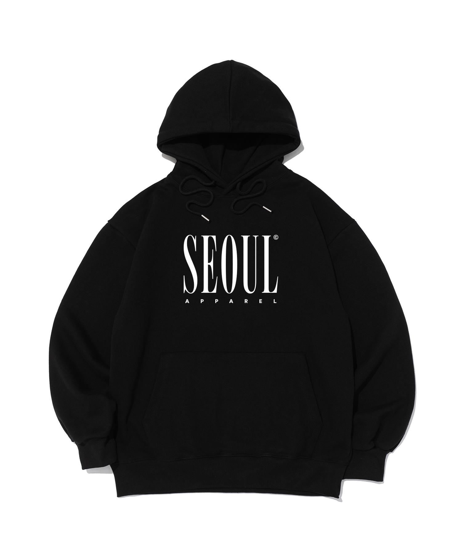 Seoul Apparel Color Lettering Logo Hoodie (White/Black) M (Brushed)