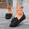 Women's Plus Size Suede Flat Casual Shoes Round Toe Bow