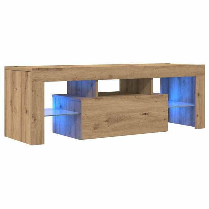 vidaXL Meuble TV avec lumières LED chêne artisanal bois d'ingénierie, support TV, meuble multimédia, console TV, meuble 856302