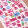 4pcs Kawaii Animal Food 3D Relief Crystal Stickers Cute Cartoon Fruit Cat Rabbit Decals Fridge Phone Notebook Sticker Decoration