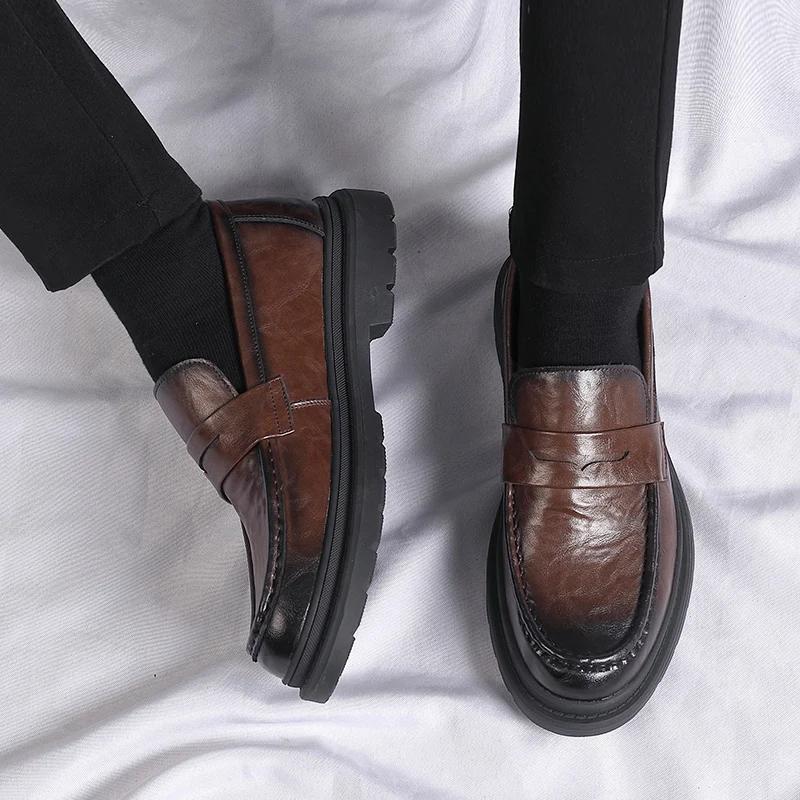 Fashion men Business Oxford Leather Shoes Men slip on Breathable Rubber Formal Dress Shoes Male Office Wedding Flats Footwear Mocassins