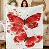 Red Butterfly Pattern Flannel Printed Blanket Suitable for All Seasons Suitable for Living Room Office Sofa and Travel 180x250CM
