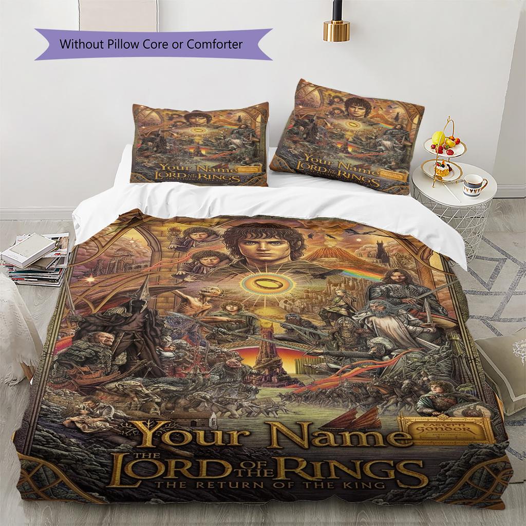 Name Custom Lord Rings Pattern Bedding Set Quilt Cover Pillowcase Home Decor Gift (1 * duvet cover + 2 * pillowcase, without core)