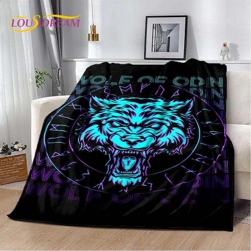 3D Viking Odin Valhalla Nordic Mythology Cartoon Blanket,Soft Throw Blanket for Home Bedroom Bed Sofa Picnic Office Travel Cover