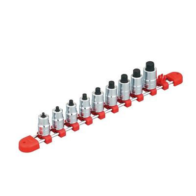 [Kyoto Machine Tool] 9.5mm (3/8 Inch) Short Hexagon Bit Socket Set (9-Piece) TBT3S09H - Sizes: 3, 4, 5, 6, 7, 8, 9, 10, 12mm