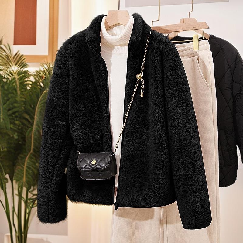 Winter new fleece thickened lazy wind jacket women's autumn and winter zipper cardigan sweater fleece jacket