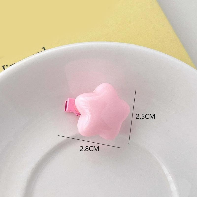 Y2k 90s Aesthetic Candy Color Star Hairpin for Woman Cute Duckbill Hair Clip