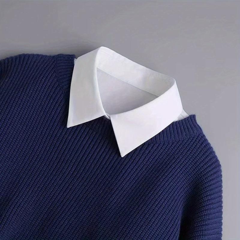 Einheitsgröße Falscher Hemdkragen Eleganter Abnehmbarer Button-Up-Kragen für Lagen-Outfit-Styling Modeaccessoire Ärmelloses Design