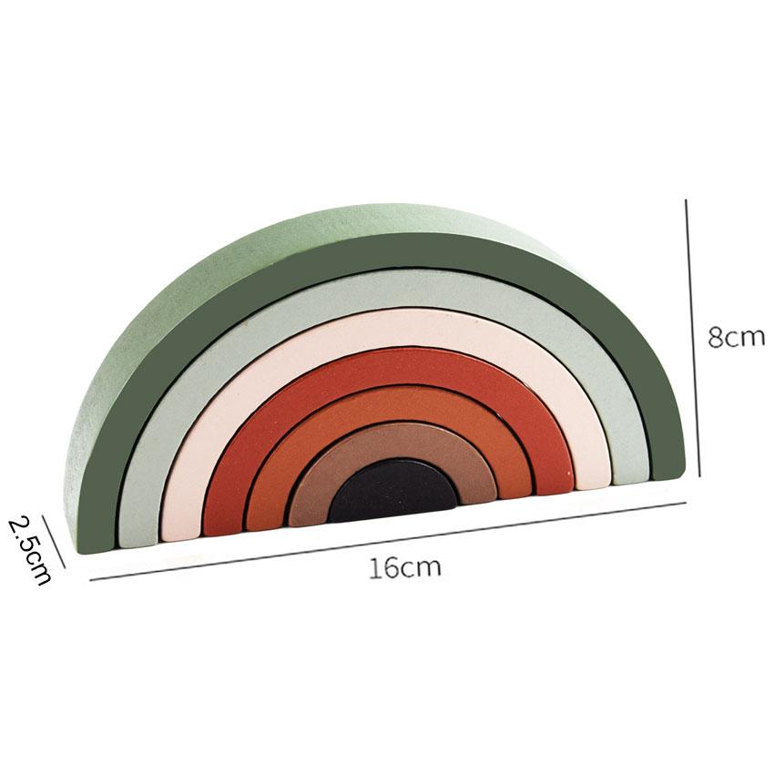Heißer Bogenbrücke Regenbogen Bausteine Kinder Montessori Lernspiele Farbe und Form Kognitives Holzspielzeug für Kinder