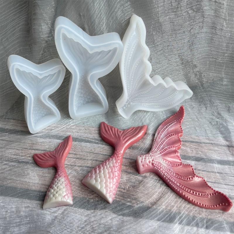 Crystal Epoxy Mold Mer-maid Fish Tail Set Fondant Baking Tool Gypsum Resin Candle Soap Clay Cake Decoration Mold