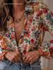 European Summer Casual Women's Long Sleeve Printed Lapel Shirt