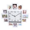 15.35in White Photo Frame Wall Clock DIY Multi Photo Personalized Clock for Home Decor