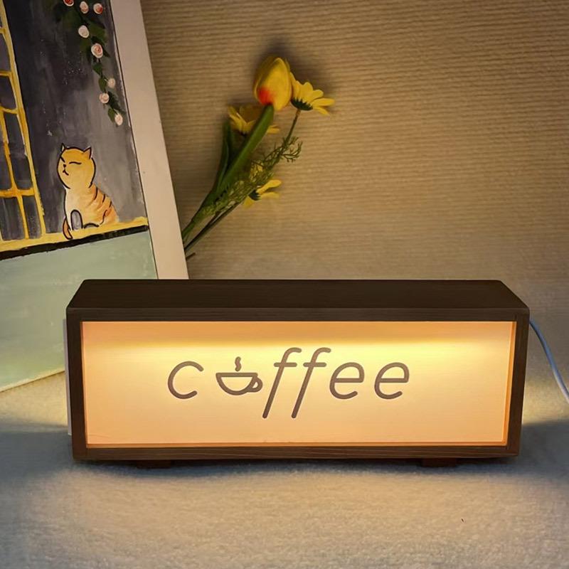 Creative Wooden Acrylic Wireless Charging Night Light with Solid Wood Base