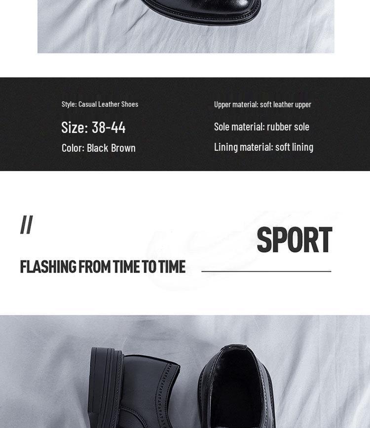 2023 Men's Black Leather Formal Shoes - Thick Sole Casual British Style for Business or Wedding