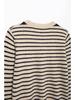 Women's Color Block Striped Knit Cardigan with Round Neck and Long Sleeves