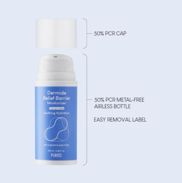 PURITO Dermide Relief Barrier Moisturizer 100ml – Vegan-Friendly Moisturizer for Sensitive Skin