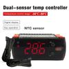 Double Sensors Thermostat For Cold Storage With Temperature Control Heating Cooling Mode LCD Display ABS Construction