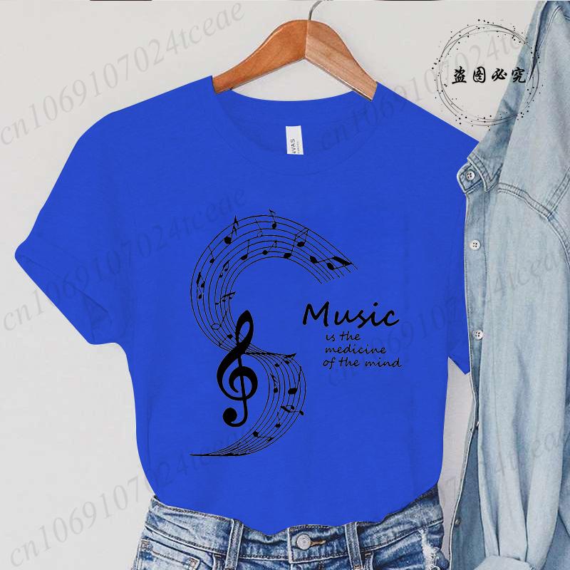 Sommer Mode Marke Damen T-Shirt Kleidung Musiknote Aufdruck T-Shirt Kleidung Y2k Streetwear T-Shirt Musiknote Liebhaber T-Shirt Tops