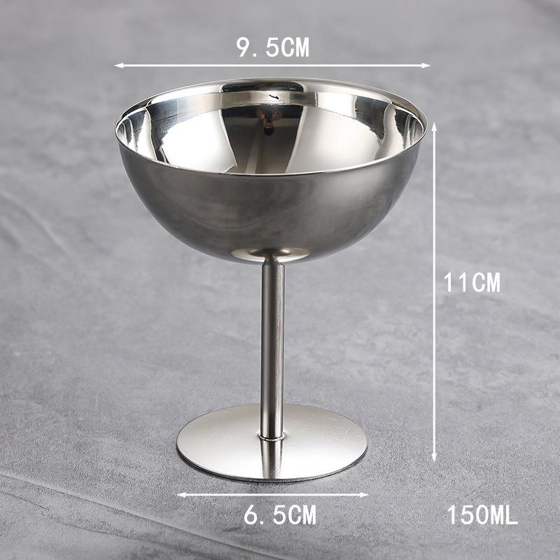 304 Stainless Steel Dessert Cup Ice Cream Cups Salad Goblet Retro High Base Bowl for Fruit Yogurt Snack Dish Bar Dinnerware