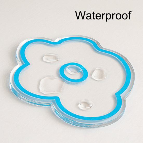 Acrylic Flower Coaster Heat-Resistant Scratch-resistant Cup Pads Non-Slip Cute Transparent Cup Mat for Kitchen Living Room Office