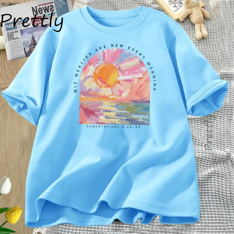 Religious Christian Women Cotton T Shirt Clothing Jesus Short Sleeve Tees Harajuku Summer Clothes Y2k Tops