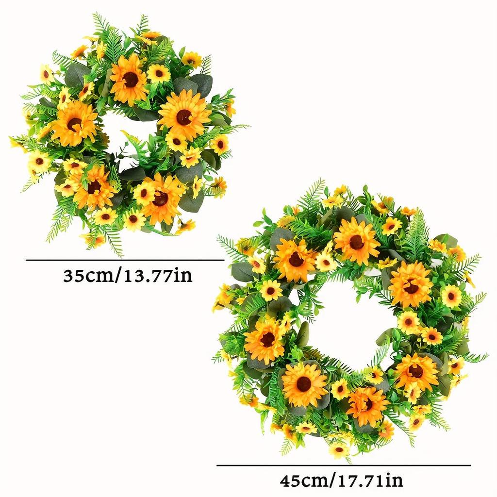 Sonnenblumenkranz Weihnachts-Türdekoration - Künstliche Blumen & Baumzubehör für festliche Atmosphäre