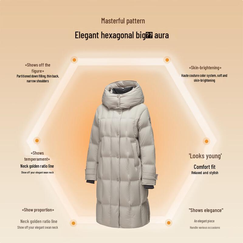 Tanboer Women's Mid-length Detachable Hood Down Jacket 5520818Z