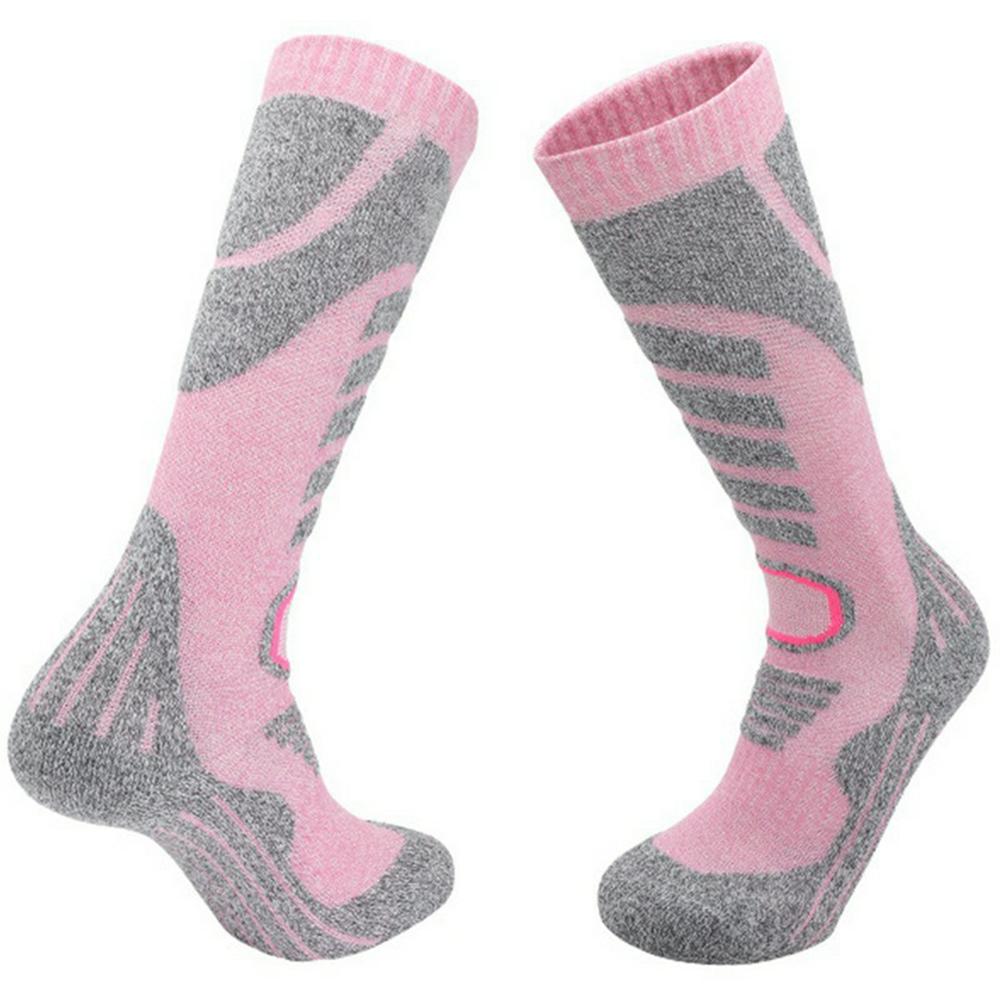 

RONYUESS 8206 1 Pair Professional Winter Ski Socks Thicken High Tube Sports Socks for Men Women Pink+Rose M