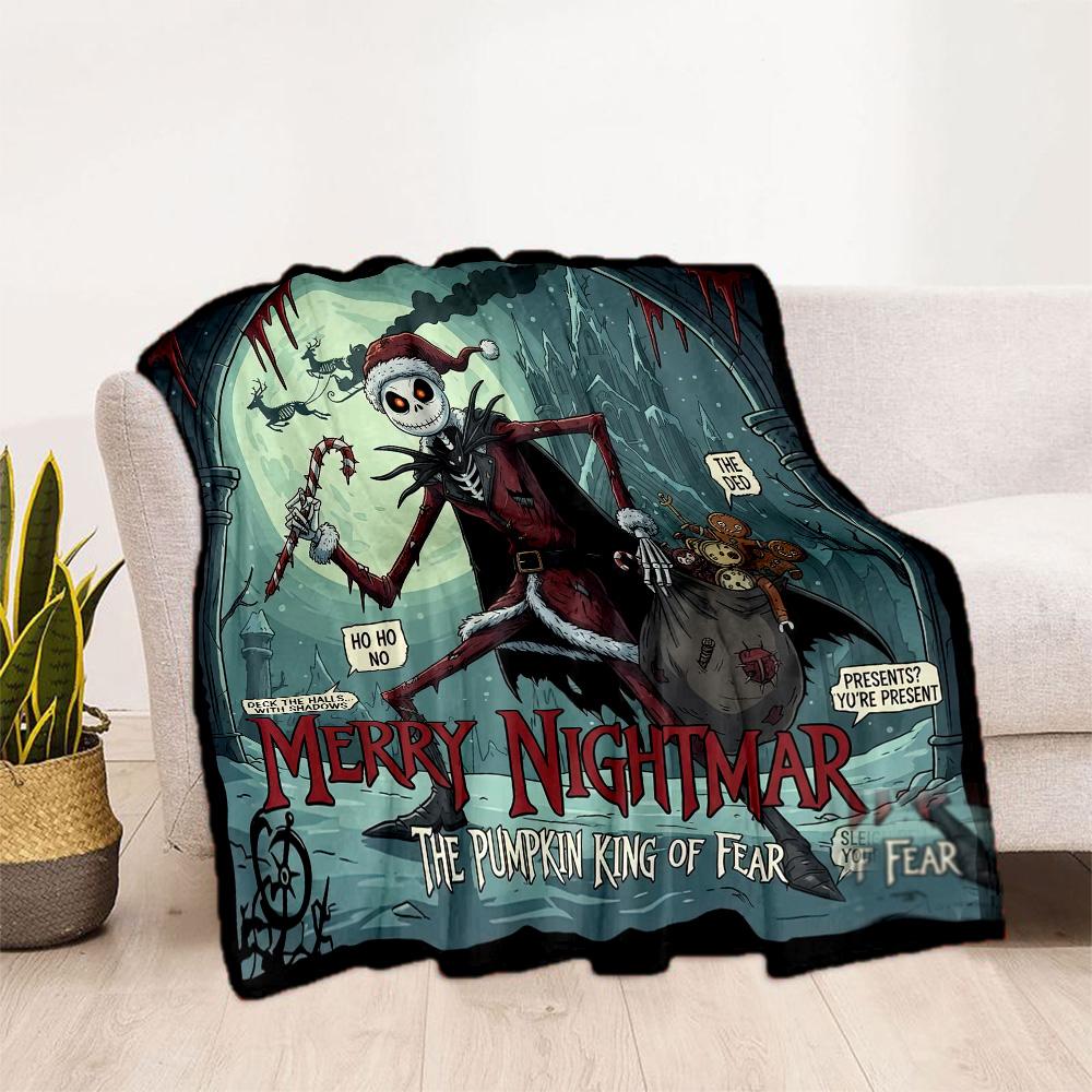Christmas Nightmare Blanket Warmthful Decor Perfect for Seaside Livingroom Picnics for All Occasions Modern Gift for Travel Home Birthdays