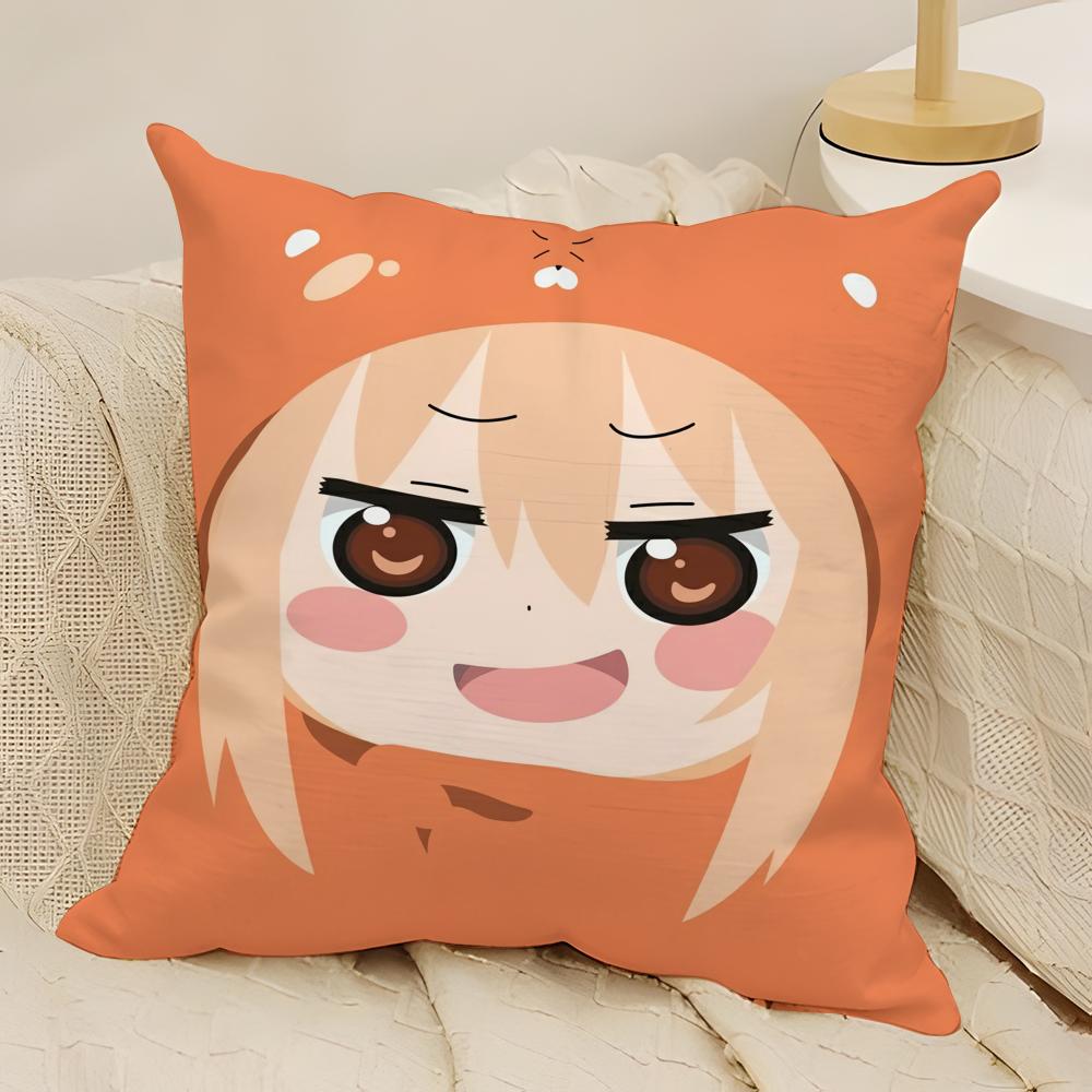 Cute U-umaru D-doma Anime Pillow Case Natural Linen Double-Sided Printing Sofa Home Decor Cushion Cover