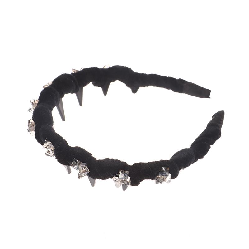 Französischer Luxus Kristall Schwarzer Haarreif Koreanisches Vintage Temperament Stirnband Haargummi für Mädchen Haarschmuck Kopfschmuck
