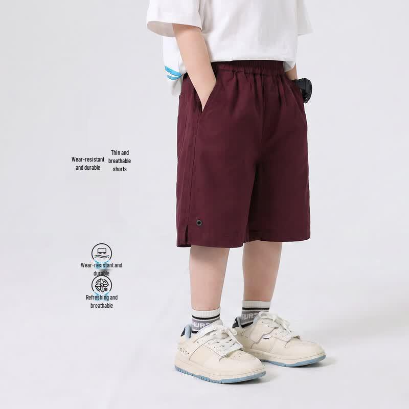 Yoyotale Boys Summer Casual Cotton Breathable Knee-Length Shorts 140