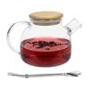 Théière en verre et bambou 1 L + paille inox avec filtre