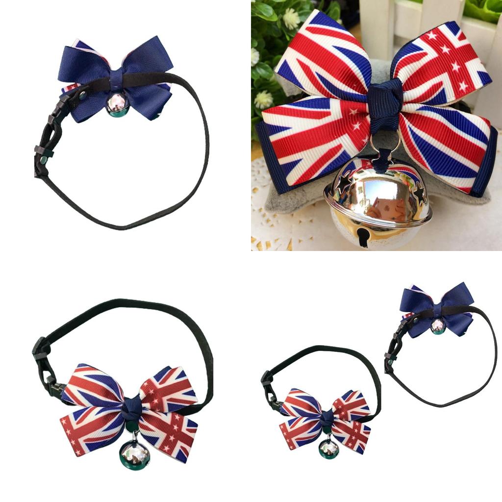Adjustable Bow Tie Cat Collar With Union Jack Theme Stylish And Comfortable For Pets