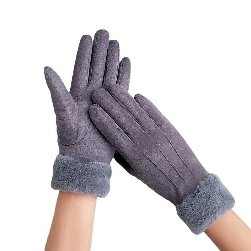 New Suede Fleece Women's Touchscreen Winter Gloves: Warm, Windproof, Cold-Resistant, Ideal for Outdoor Use