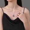 925 Sterling Silver Luxury Red Diamond Zircon Necklace Birthday Anniversary Wedding Party Gift